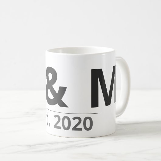 Personalized Initials Mug – Custom Letters & Year コーヒーマグカップ (正面右)