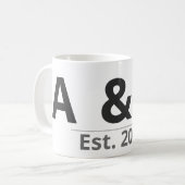 Personalized Initials Mug – Custom Letters & Year  コーヒーマグカップ (正面左)