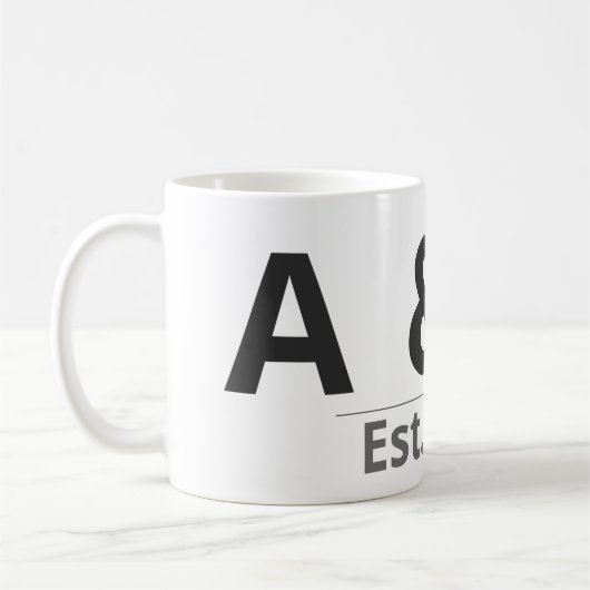 Personalized Initials Mug – Custom Letters & Year  コーヒーマグカップ (左)