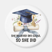 Personalized Inspirational Quote Floral Graduation マグネット (正面)