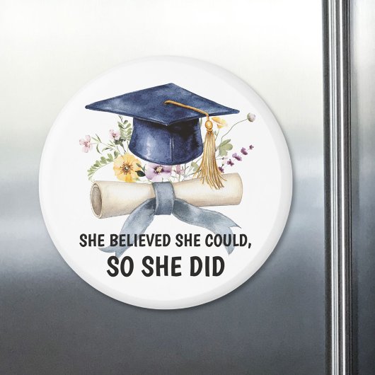 Personalized Inspirational Quote Floral Graduation マグネット