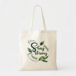 Personalized Inspirational Quote with Green Leaves トートバッグ