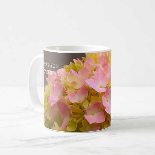 Personalized Inspirational Spring Hydrangea Flower コーヒーマグカップ (正面左)
