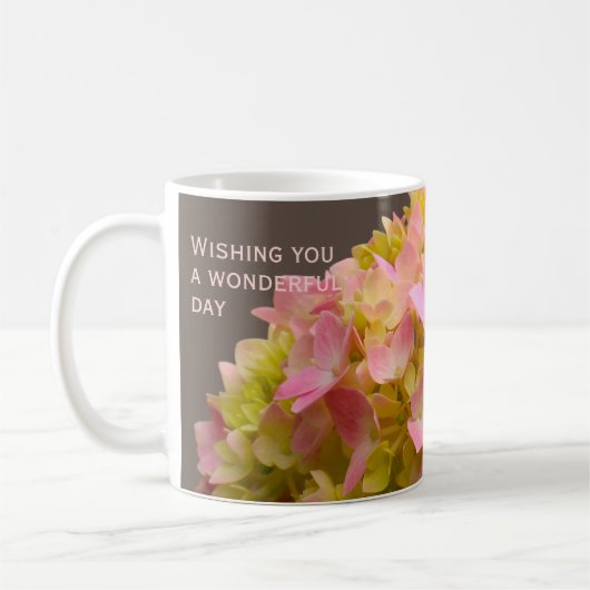 Personalized Inspirational Spring Hydrangea Flower コーヒーマグカップ (左)
