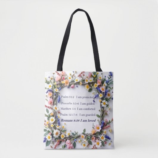 Personalized Inspirational Tote with wildflowers トートバッグ (正面)