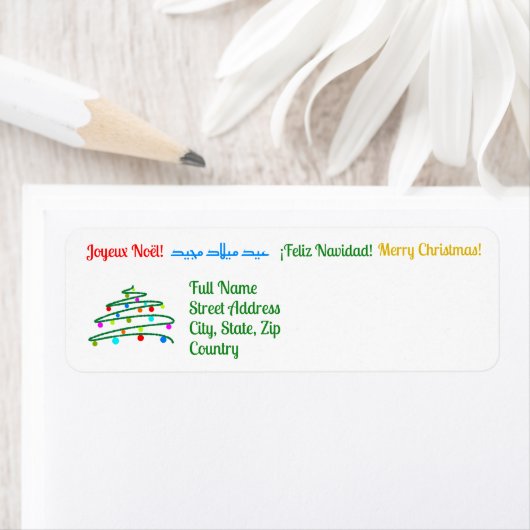 Personalized International Merry Christmas ラベル (インサイチュ)