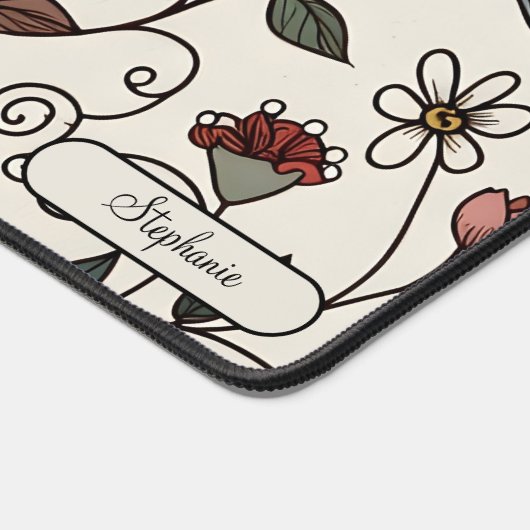 Personalized Intricate Floral Vine Workspace デスクマット (コーナー)