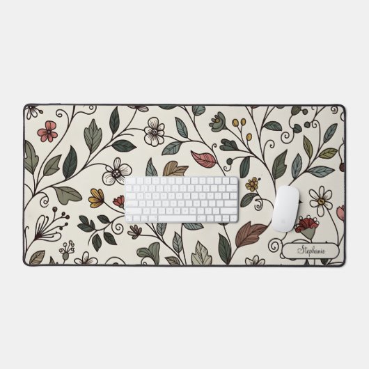 Personalized Intricate Floral Vine Workspace デスクマット (キーボード&マウス)