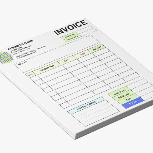 Personalized Invoice Order Form & Business Logo ノートパッド