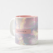 Personalized Iridescent Pastel Cloud Sky ツートーンマグカップ (正面左)