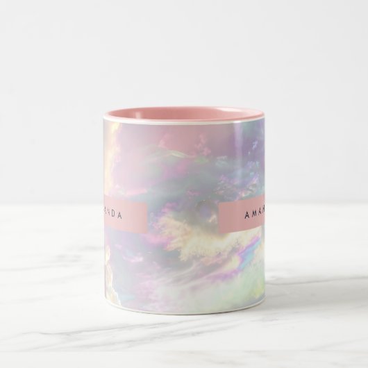 Personalized Iridescent Pastel Cloud Sky ツートーンマグカップ (中央)