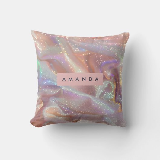 Personalized Iridescent Pastel Sparkle Satin クッション (正面)