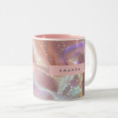 Personalized Iridescent Pastel Sparkle Satin ツートーンマグカップ (正面右)