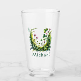 Personalized Irish Botanical Shamrock Pint Glass タンブラーグラス