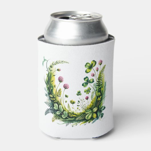 Personalized Irish Shamrock Botanical Can Cooler 缶クーラー (缶正面)