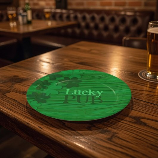 Personalized Irish Shamrock Lucky Pub Paper Plates ペーパープレート