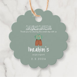 Personalized Islamic Aqiqah Baby Boy Round Gift フェイバータグ