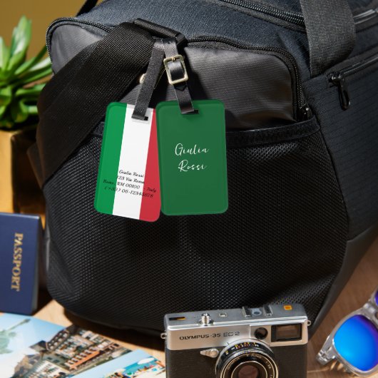 Personalized Italian Flag Luggage Tags ラゲッジタグ (正面&裏面)