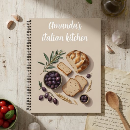 Personalized Italian Kitchen Rustic Bread & Recipe ノートブック
