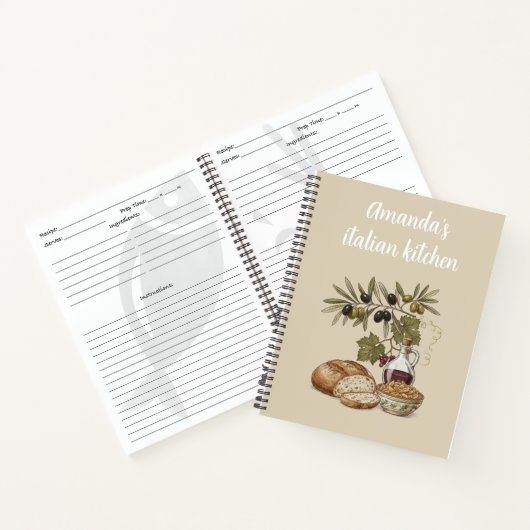 Personalized Italian Kitchen Rustic Bread  Recipe ノートブック (内部)