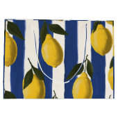 Personalized Italian Lemon Stripe Coastal  ラージペーパーバッグ (裏面)