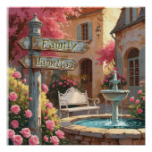 Personalized Italian Villa Signpost – Rustic Wall  ポスター (正面)