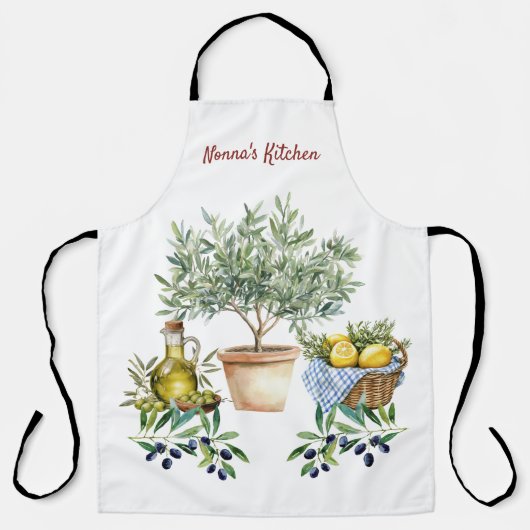 Personalized Italian Watercolor Cooking  エプロン (正面)