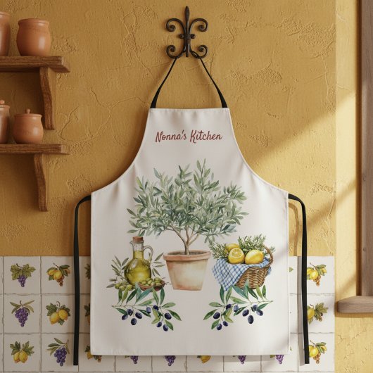 Personalized Italian Watercolor Cooking  エプロン