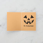 Personalized Jack-o-lantern pumpkin face Halloween ノートカード (内部)
