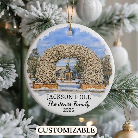 Personalized Jackson Hole Mountain Resort, Wyoming セラミックオーナメント