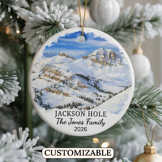 Personalized Jackson Hole Mountain Resort, Wyoming セラミックオーナメント