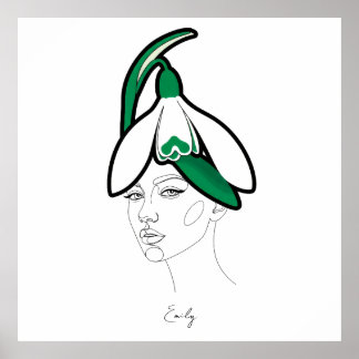 Personalized January Birth Flower Portrait ポスター