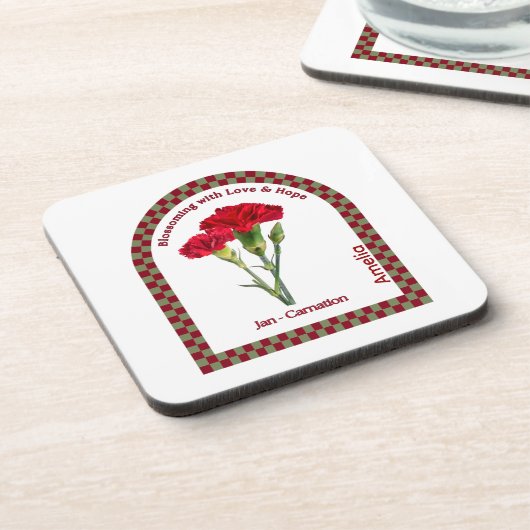 Personalized January Birth Month Flower コースター (左側)