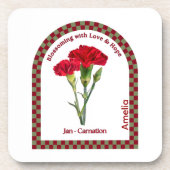 Personalized January Birth Month Flower コースター (正面)