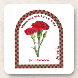 Personalized January Birth Month Flower コースター