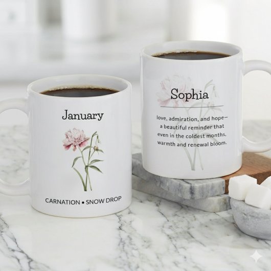 Personalized January Birth Month Flower ジャンボコーヒーマグカップ