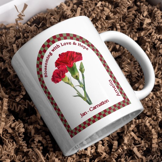 Personalized January Birth Month Flower Coffee Mug コーヒーマグカップ