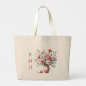 Personalized January Carnation Tote Bag ラージトートバッグ (裏面)