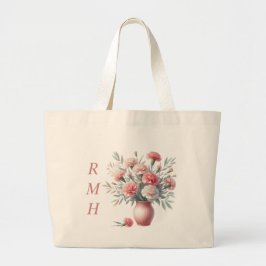 Personalized January Carnation Tote Bag ラージトートバッグ