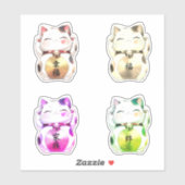 Personalized Japanese Lucky Cat 4 Color Variety シール (シート)