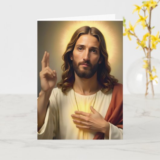 Personalized Jesus 2 Christmas Card カード (黄色い花)