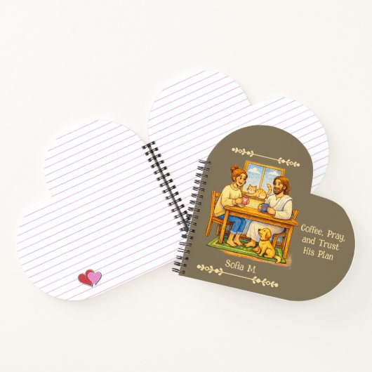 Personalized Jesus & Coffee Heart Crayon Art ノートブック (内部)