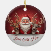 Personalized Jolly Santa Claus & Reindeer Trio  セラミックオーナメント (裏面)