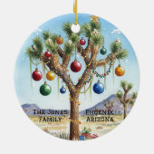 Personalized Joshua Tree at Christmas セラミックオーナメント (裏面)