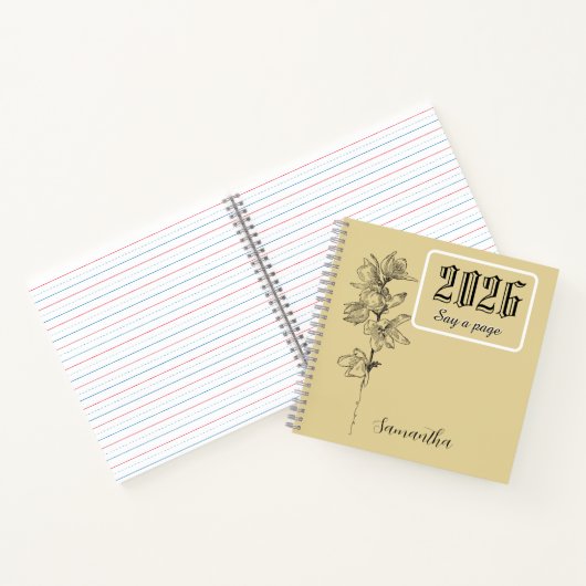 Personalized Journal With Name,Engrave birthflower ノートブック (内部)