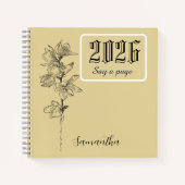 Personalized Journal With Name,Engrave birthflower ノートブック (正面)