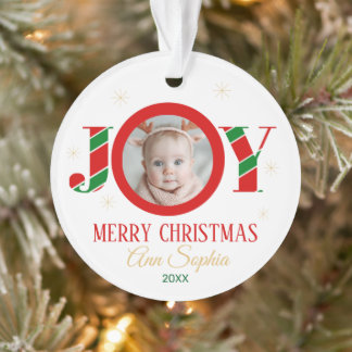 Personalized Joy Christmas Photo オーナメント
