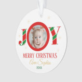 Personalized Joy Christmas Photo オーナメント (正面)