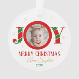 Personalized Joy Christmas Photo オーナメント