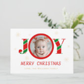 Personalized Joy Christmas Photo シーズンカード (スタンド正面)